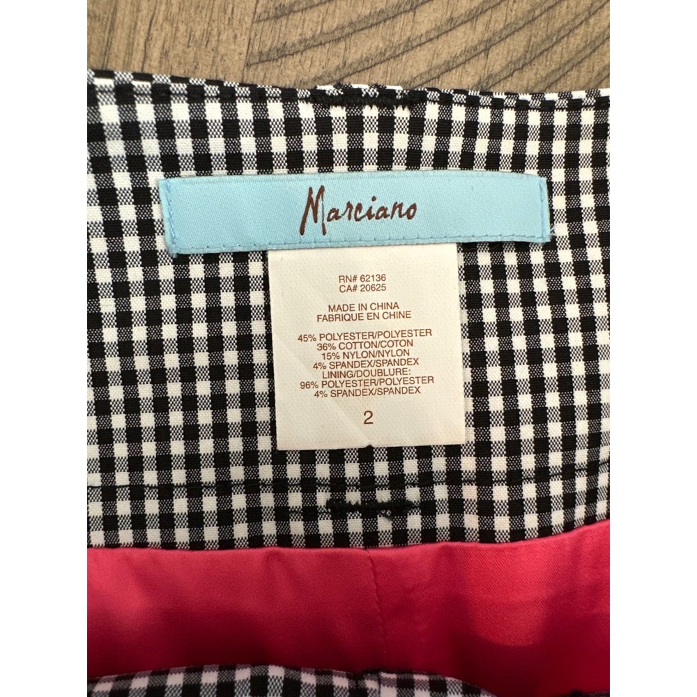 Marciano by Guess Gingham Pencil Skirt Size 2 Black & White with Hot Pink Lining - Picture 6 of 6